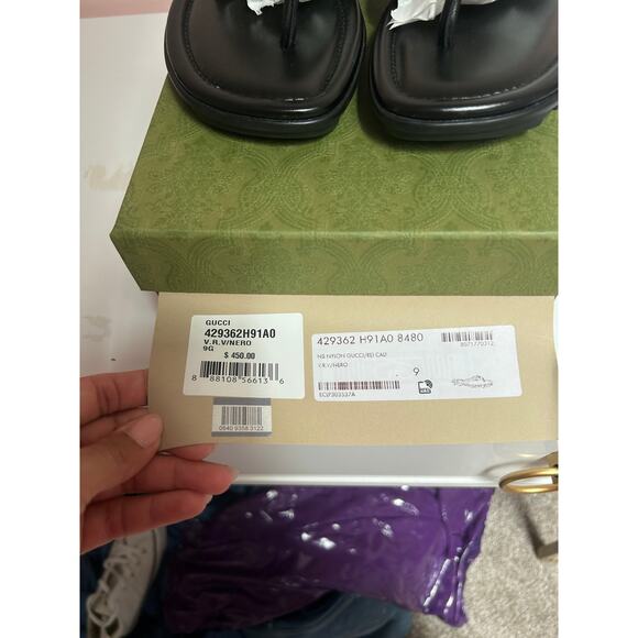 Gucci Men's Web Leathered Thong Sandals *Size 9* - Picture 4 of 4